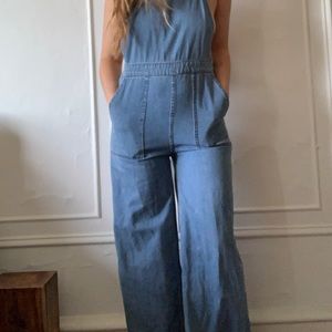 BILLABONG jean jumpsuit with stripes